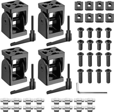 4 STKS Hoek Connector Joint Connector 4040 Moer 8 Flexibel Scharnier 180° Rotatie Bereik met Klemhendel Zinklegering Joint Connector voor 4040 EU Standaard Aluminium Extrusie Profiel-Zwart