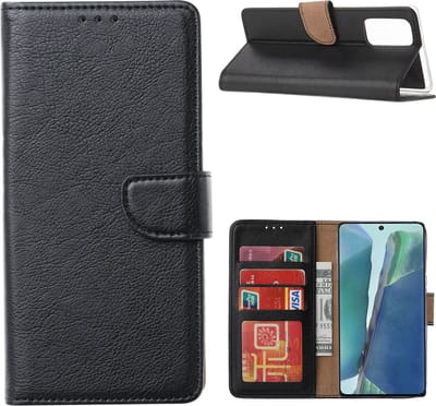 LuxeBass Hoesje geschikt voor Samsung Galaxy Note 20 - Bookcase Zwart - portemonee hoesje gsm hoesje - telefoonhoes - telefoonhoesjes