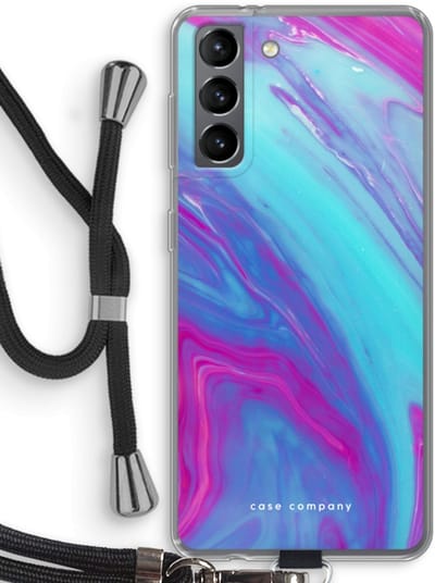 Hoesje met koord geschikt voor Samsung Galaxy S21 hoesje met Koord - Zweverige regenboog - Telefoonhoesje met Zwart Koord - Bescherming aan alle Kanten en Over de Schermrand