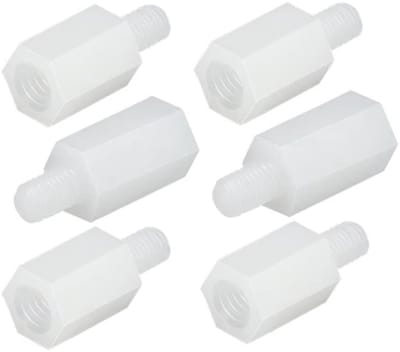Dailygoody - Nylon Hex Spacer Standoff - Afstandhouders - Wit - M2x10+6mm - 60 Stuks - Geschikt voor Elektronische Toepassingen