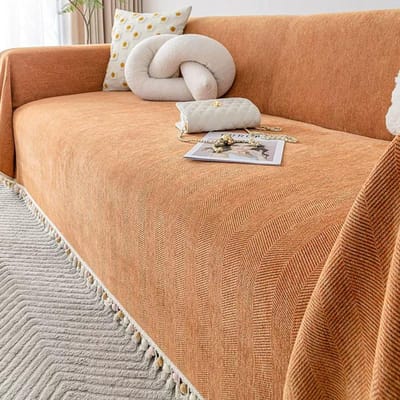 Moderne chenille bankhanddoek van effen kleur, geschikt voor alle seizoenen, universele bankhanddoek met visgraatpatroon, geschikt voor de woonkamer. 180x130cm1pcs