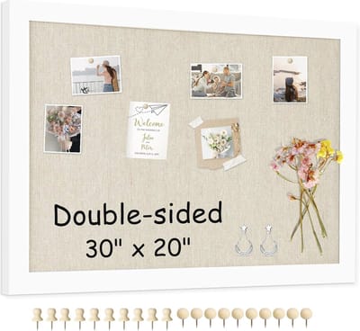 Dubbelzijdig Kurkbord met Houten Frame - 30" x 20" Prikbord voor Muur en Decoratie