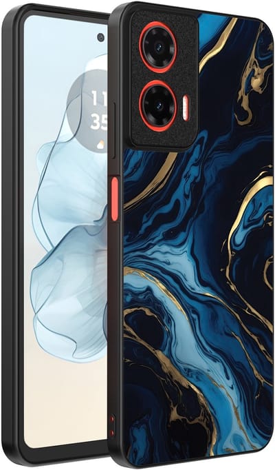 Smartphonica Telefoonhoesje Geschikt voor Motorola Moto G04 - G24 - G24 Power - E14 met marmer opdruk - TPU backcover case gold blue marble design - Goud Blauw