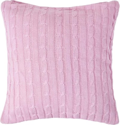 Homescapes Roze kabelgebreide kussenhoes 100% katoen 45 x 45 cm