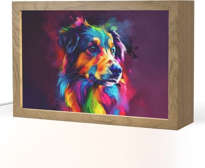 Nachtlampje 30x20 cm - Kinder lampje - Hond - Kleurrijk - Dier - Dierenhoofd - Tafellamp kinderkamer - Slaapkamer lamp - Bedlamp kinderen - Kinderlampje stopcontact - Wandlamp babykamer - Nachtlampjes
