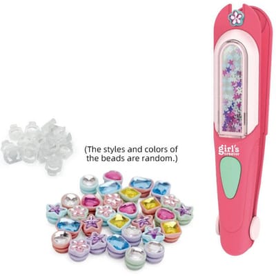 Haar Edelsteen Stempel Set Blingling Haar Juwelen voor Meisjes Speelgoed Haar Styling Tool met Herbruikbare Glanzende Diamanten Doe-alsof Speelgoed Cadeaus roze