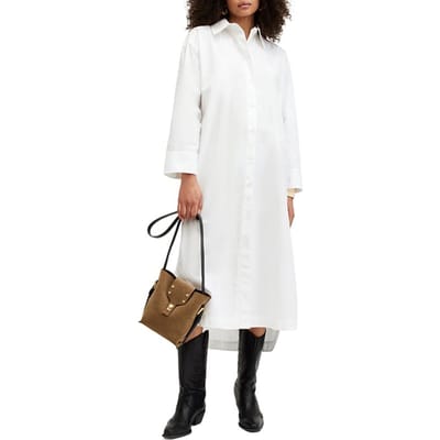 AllSaints Imogen Shirt Dress Chalk White Maat: 8 | Blousejurken Outlet | Dames | Wit