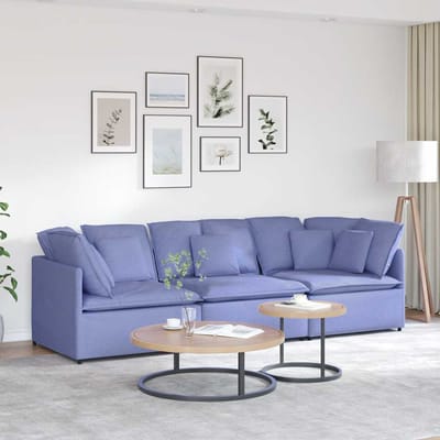vidaXL Modulaire bank met kussens stof jeansblauw