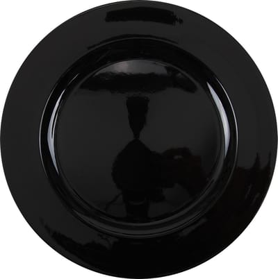 Othmar Decorations Kaarsenbord - zwart glimmend - D33 cm - kunststof - kaarsen onderborden
