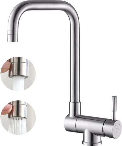 CECIPA max Keukenkraan Zilver - Inklapbare Keukenmengkraan - 90°+360° draaibare keukenkraan -Handdouche -Keukenmengkraan - Flexibele Slang - Zilver