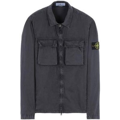 Stone Island Lz22 Dubbele Zak Gewassen Lange Mouwen Jas Heren Jas Antraciet 7615114WN-V0165 XXXL black