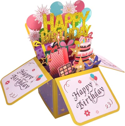 3D Pop Up Verjaardagskaart – Uniek Handgemaakt Cadeau – Voor Familie & Vrienden - 2 Stuck