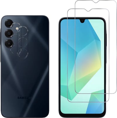 Screenprotector geschikt voor Samsung Galaxy A16 - 2 stuks Beschermglas van glas Transparante glazen schermbeschermfolie + 2 stuks Camera Protector