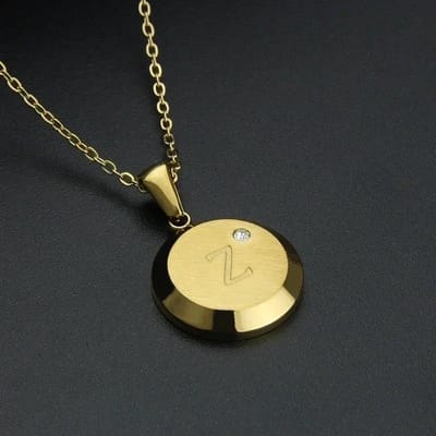 Aramat Jewels | Halskettingen | Goudkleurige Initiaal Ketting met Zirkonia Steentje - 45cm | Z | |18mm | Staal | Volwassenen | Verkleurd niet