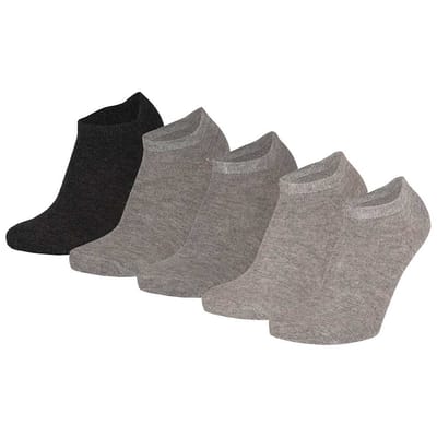 Apollo - Kinder Sneakersokken - Grijs - 5-Pak - Maat 23/26 - Sneakersokken kinderen - Kindersokken