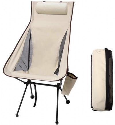 LUMÉ STORE Campingstoel - Vouwstoel - Klapstoel - Kampeerstoel - 150kg - Aluminium- Bekerhouder - Opbergtas - Draagbaar - Créme