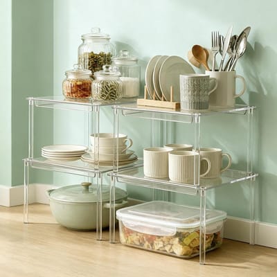 Kruidenrek Set - Keuken Organizer - Keuken Ordenen - Stapelbaar Ontwerp - 4 Stuks - Transparant
