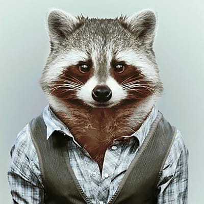 Wizardi diamond painting – Mister Raccoon - 38 x 38 cm