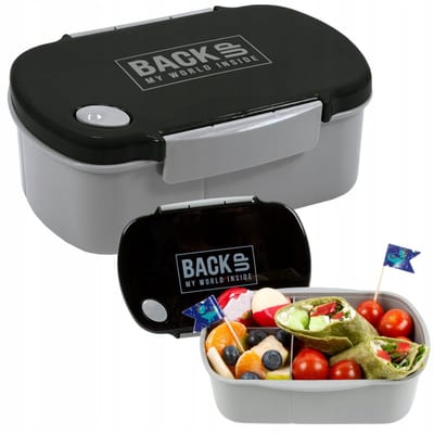 BackUp Lunchbox B56 - 3 Vakken, Zwart/Grijs