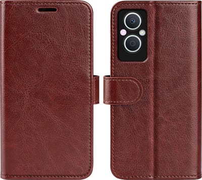 MobyDefend Hoesje - Geschikt voor Oppo Reno 8 Lite - Wallet Book Case (Sluiting Achterkant) - Bruin