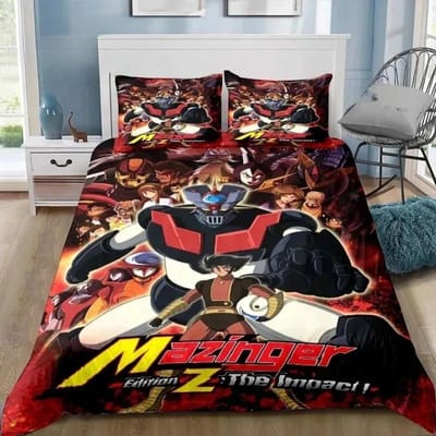 Mazinger z UFO Robot Grendizer Beddengoed Set Eenpersoons Tweepersoons Volledig Queen King Size Bed Set Volwassen Jongens Slaapkamer Anime Beddengoed Cadeau 135x200cm 2pcs