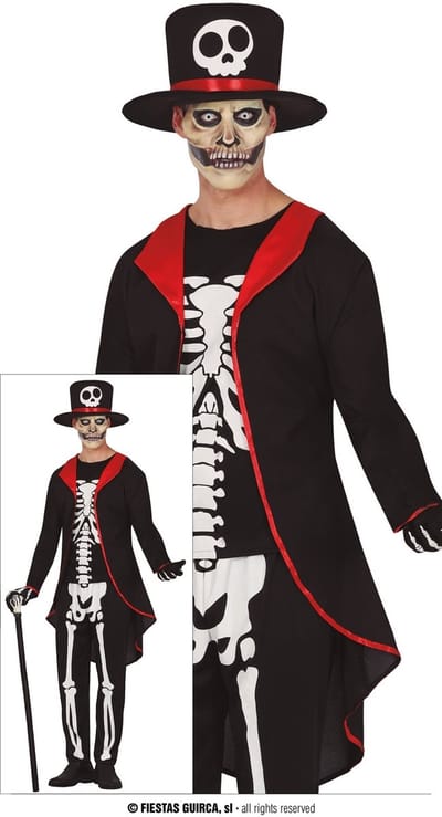 Fiestas Guirca - Herenkostuum ellegant skeleton - M - Carnavalskleding - Carnaval - carnavalskleding 2027 - Carnaval kostuum