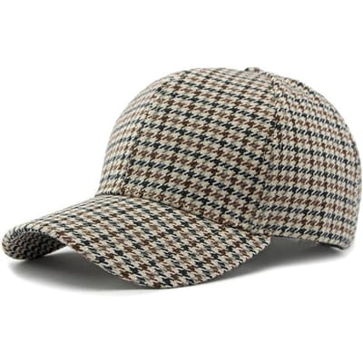 Geruite Baseballpet - Warm, Lichtgewicht & Verstelbaar voor Herfst/Winter Buitenactiviteiten Adjustable beige
