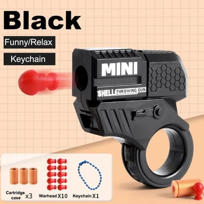 Mini Pistool Gun Sportspel Speelgoed Sleutelhanger Decompressie Lanceerder Model Sleutelhanger voor Jongens Volwassenen Handtas Accessoires Cadeau zwart