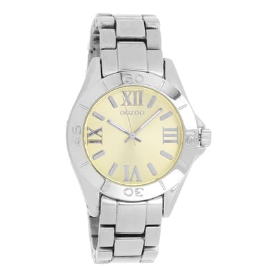 OOZOO Timepieces - Zilverkleurige horloge met zilverkleurige roestvrijstalen armband - C5706