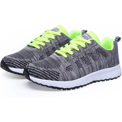 MAEDEF Damesschoenen met veters Mesh Lichtgewicht Ademend Hardloopschoen Antislip Sportschoenen voor Gym Werk Casual Sneaker 35 gray