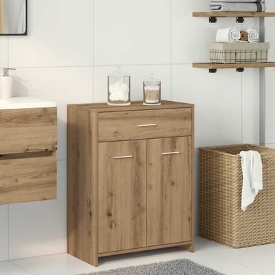 vidaXL - Badkamerkast - 60x33x80 - cm - bewerkt - hout - artisanaal - eikenkleurig