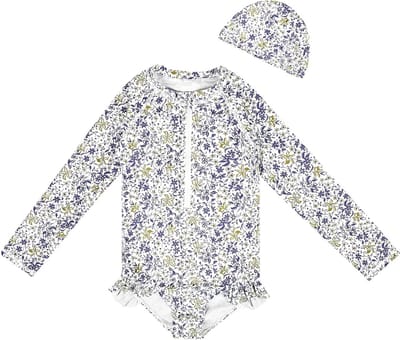 Eendelig badpak voor baby's en meisjes met lange mouwen, muts en SPF 50+