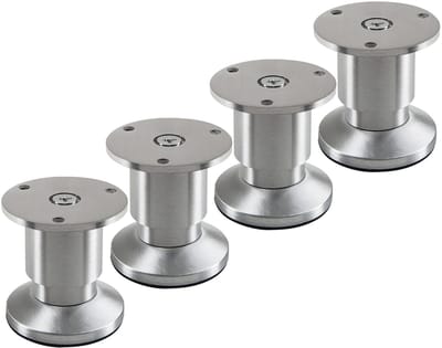 SOTECH 4 stuks meubelpoten TERRA hoogte 50 mm aluminium geborsteld hoogte verstelbaar tot max. 15 mm, belastbaar tot 250 kg/elke poot