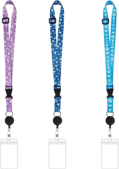 3-delige set met koord, oprolbare lanyard en waterdichte sleutelhanger voor werkvergunningen, ideaal voor verpleegkundigen, leraren en studenten