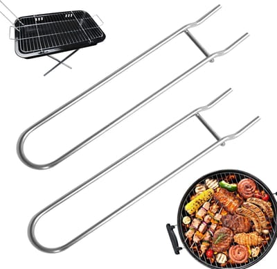 Roestvrijstalen Grillrooster Lifters voor Barbecue, Handvat en Hoogwaardige Grillaccessoires voor Kolen en Houtskool Grills