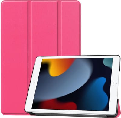 Hoesje - Geschikt voor Apple iPad 9 (2021) - 10.2 inch - 9e Generatie - Dun & Stevig - Hardcover Book Case - Trifold Bookcase Hoes - Hard Cover - Tablethoes - Roze