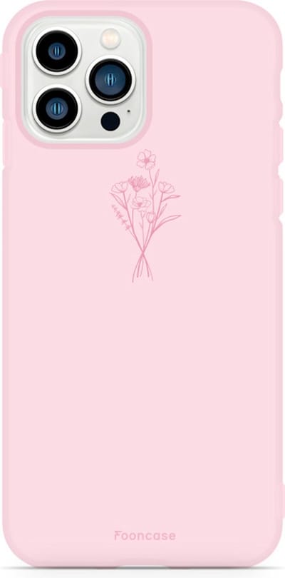 Fooncase Hoesje Geschikt voor iPhone 14 Pro Max - Shockproof Case - Back Cover / Soft Case - Roze / veldbloemen