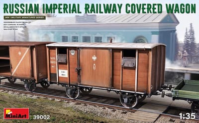 MiniArt Modelbouwpakket Militaire voertuigen - 39002 Russian imperial railway covered wagon WWI Plastic - 1:35 - Modelbouw