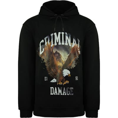 Criminal Damage Eagle Heren Zwarte Hoodie