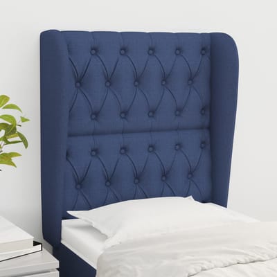 vidaXL - Hoofdbord - met - randen - 83x23x118/128 - cm - stof - blauw