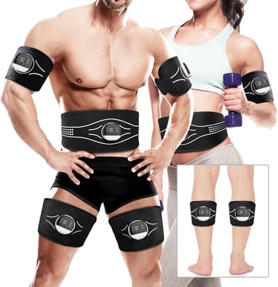 Elektrische Spierstimulator - Buikspier Trainer - Spieropbouw - Aluminium Folie Stimulatie - 10 Modi 30 Intensiteiten - Zwart