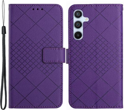 Coverup Hoesje - Geschikt voor Samsung Galaxy A25 Hoesje - Coverup Rhombus Book Case - Paars