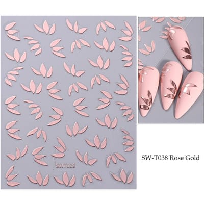 1 vel Metallic Leaf Design Nail Art Stickers Gouden patroon Lenteblaadje Nail Art Decals voor Nail Art decoratie