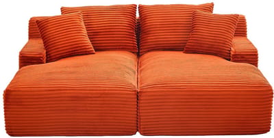 Vente-unique DONILIA 3-zitsbank met diepe zit en comfortabele zitting in breed geribbeld terracotta corduroy