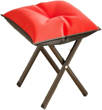 Voetenbank Kruk - Opvouwbaar - Ontspannen Zitten - Stabiele X-vorm - 35x35x47 cm - Linnen Rood