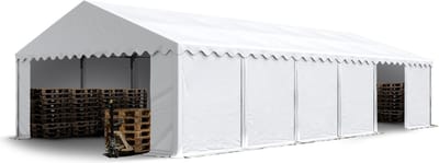 Opslagtent 6x12 m stabiele industrietent met PVC-Zeil 750 N wit beschutting met grondframe