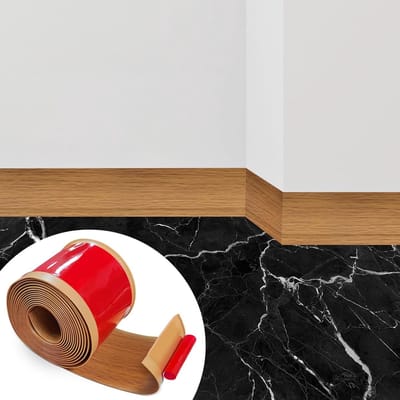 Zelfklevende PVC Plinten van 10 m - Overgangsrail en Vloerstrips voor Keuken, Badkamer en Woonkamer in Geel Eiken - Breedte 10 cm, Duurzaam en Makkelijk te Installeren