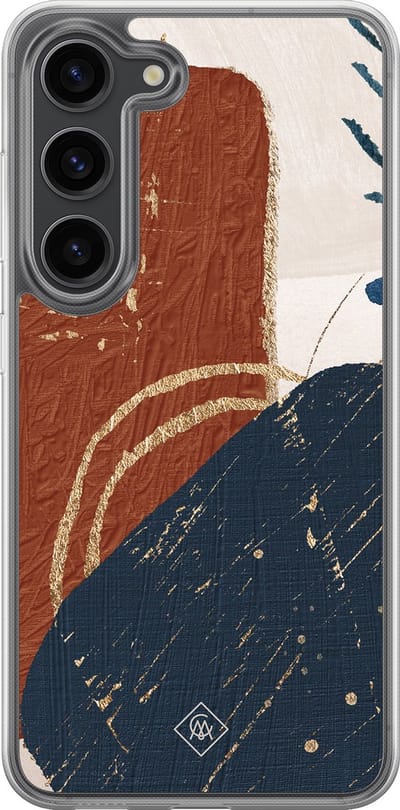 Casimoda® hoesje - Geschikt voor Samsung Galaxy S23 Plus - Abstract Terracotta - 2-in-1 case - Schokbestendig - Geometrisch patroon - Verhoogde randen - Rood, Transparant
