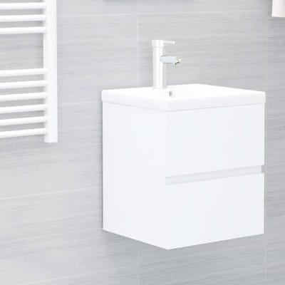vidaXL - Wastafelkast - met - ingebouwde - wastafel - spaanplaat - wit