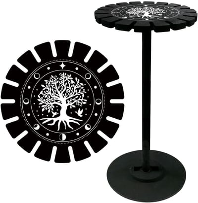 JHUBERS - Levensboom Slinger - Kristallen Houder - Vintage Houten Organizer - Zwart - Waarzeggerij - Hekserij Essentieel - Display Stand